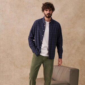 Octobre Flannel Charlie Shirt in Large Navy Check SZ L